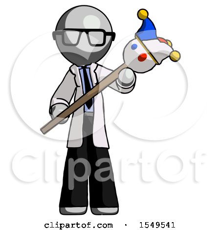 Gray Doctor Scientist Man Holding Jester Diagonally by Leo Blanchette