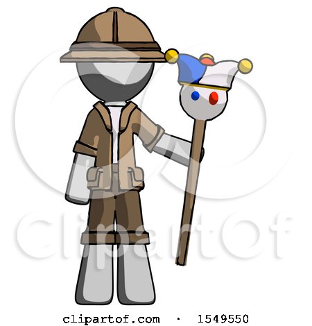 Gray Explorer Ranger Man Holding Jester Staff by Leo Blanchette