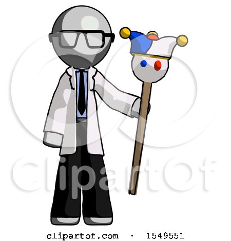 Gray Doctor Scientist Man Holding Jester Staff by Leo Blanchette