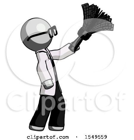 Gray Doctor Scientist Man Dusting with Feather Duster Upwards by Leo Blanchette