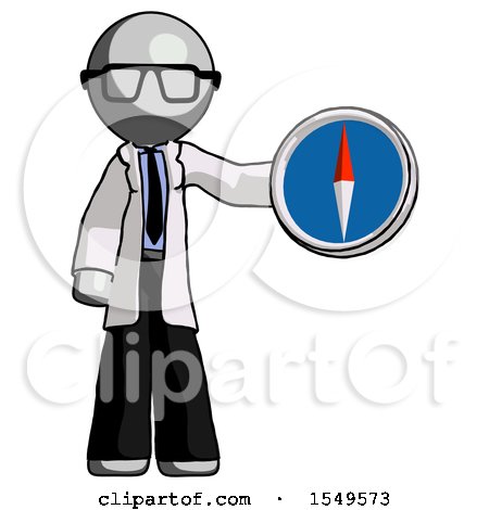 Gray Doctor Scientist Man Holding a Large Compass by Leo Blanchette