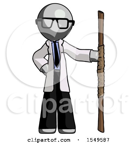 Gray Doctor Scientist Man Holding Staff or Bo Staff by Leo Blanchette