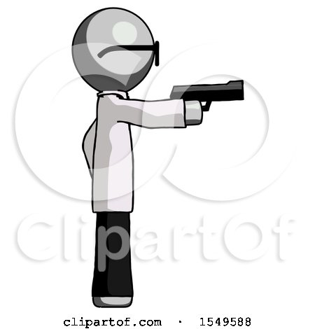 Gray Doctor Scientist Man Firing a Handgun by Leo Blanchette