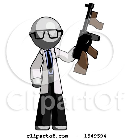 Gray Doctor Scientist Man Holding Tommygun by Leo Blanchette