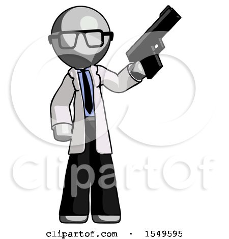 Gray Doctor Scientist Man Holding Handgun by Leo Blanchette