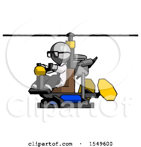 Gray Doctor Scientist Man Flying in Gyrocopter Front Side Angle View by Leo Blanchette