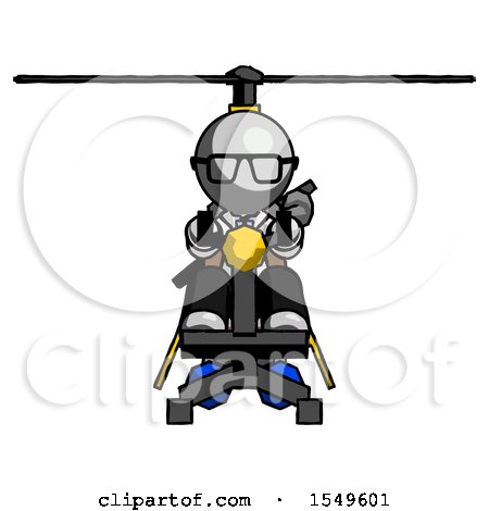 Gray Doctor Scientist Man Flying in Gyrocopter Front View by Leo Blanchette