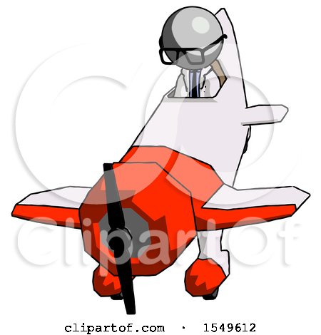 Gray Doctor Scientist Man in Geebee Stunt Plane Descending Front Angle View by Leo Blanchette
