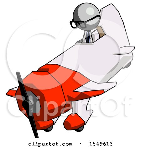 Gray Doctor Scientist Man in Geebee Stunt Plane Descending View by Leo Blanchette