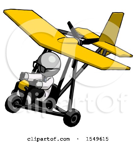Gray Doctor Scientist Man in Ultralight Aircraft Top Side View by Leo Blanchette
