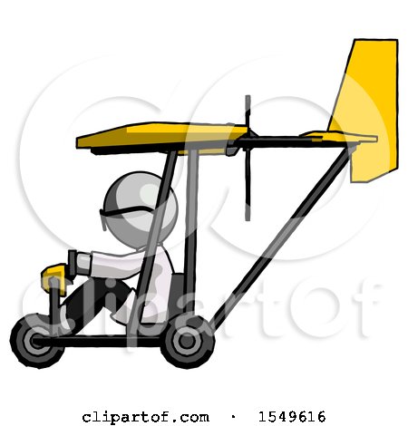 Gray Doctor Scientist Man in Ultralight Aircraft Side View by Leo Blanchette