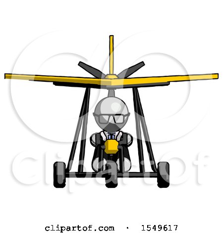 Gray Doctor Scientist Man in Ultralight Aircraft Front View by Leo Blanchette