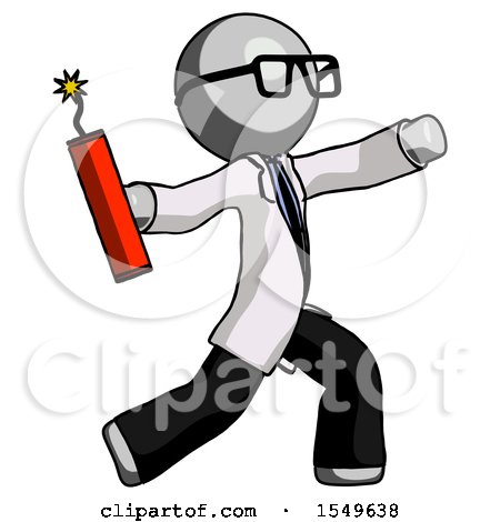 Gray Doctor Scientist Man Throwing Dynamite by Leo Blanchette