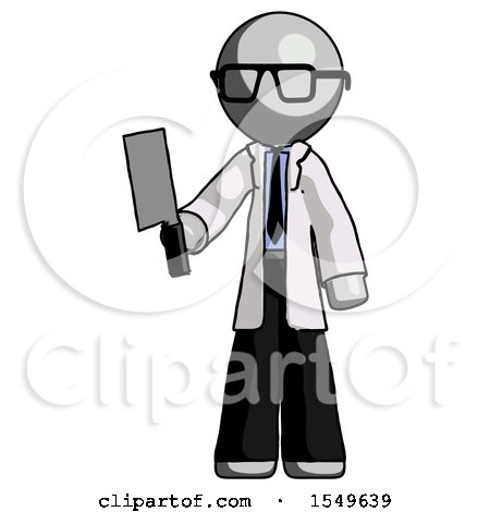 Gray Doctor Scientist Man Holding Meat Cleaver by Leo Blanchette