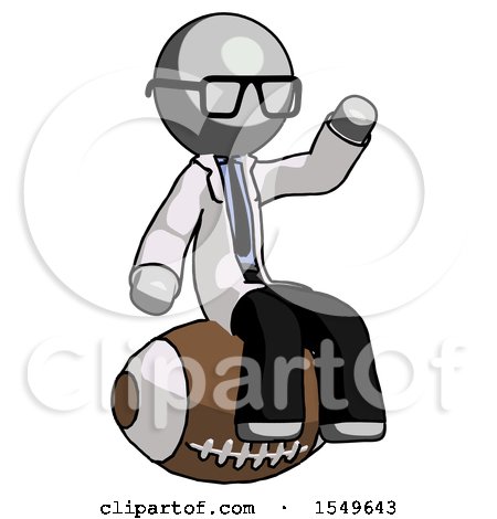 Gray Doctor Scientist Man Sitting on Giant Football by Leo Blanchette