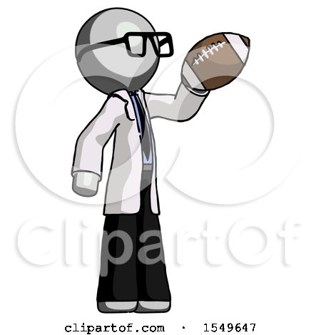 Gray Doctor Scientist Man Holding Football up by Leo Blanchette