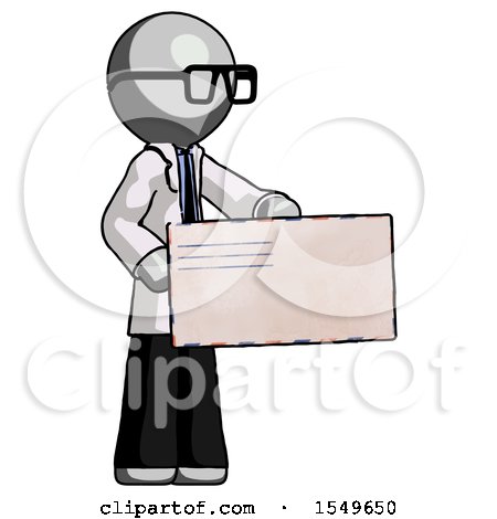 Gray Doctor Scientist Man Presenting Large Envelope by Leo Blanchette