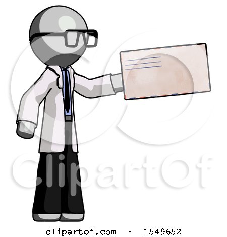 Gray Doctor Scientist Man Holding Large Envelope by Leo Blanchette