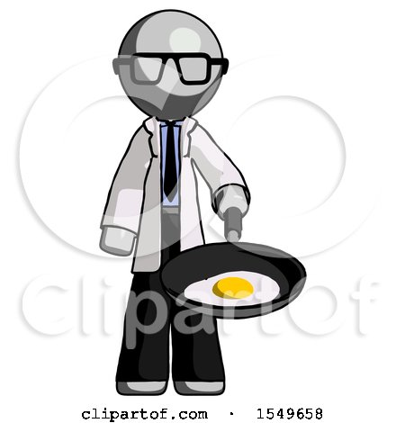 Gray Doctor Scientist Man Frying Egg in Pan or Wok by Leo Blanchette