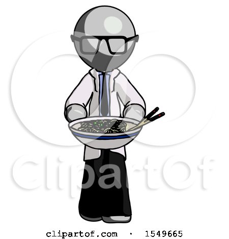Gray Doctor Scientist Man Serving or Presenting Noodles by Leo Blanchette