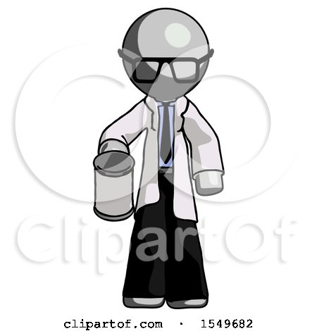 Gray Doctor Scientist Man Begger Holding Can Begging or Asking for Charity by Leo Blanchette