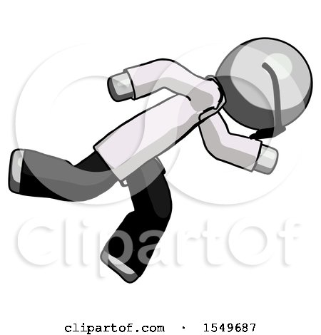 Gray Doctor Scientist Man Running While Falling down by Leo Blanchette