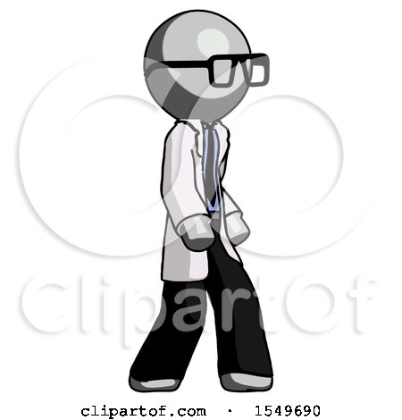 Gray Doctor Scientist Man Walking Turned Right Front View by Leo Blanchette