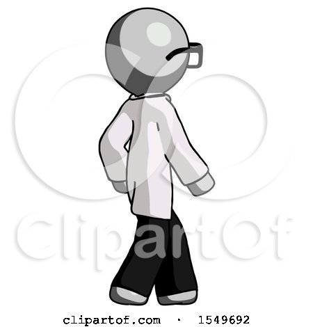 Gray Doctor Scientist Man Walking Away Direction Right View by Leo Blanchette