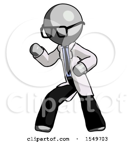 Gray Doctor Scientist Man Martial Arts Defense Pose Left by Leo Blanchette