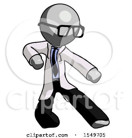 Gray Doctor Scientist Man Karate Defense Pose Right by Leo Blanchette