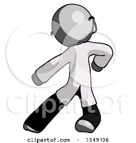 Gray Doctor Scientist Man Karate Defense Pose Left by Leo Blanchette