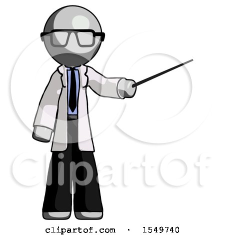 Gray Doctor Scientist Man Teacher or Conductor with Stick or Baton Directing by Leo Blanchette