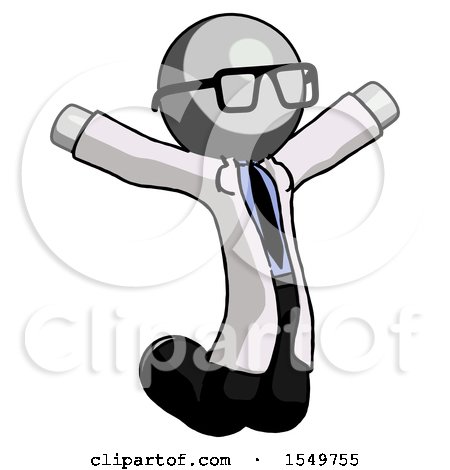 Gray Doctor Scientist Man Jumping or Kneeling with Gladness by Leo Blanchette