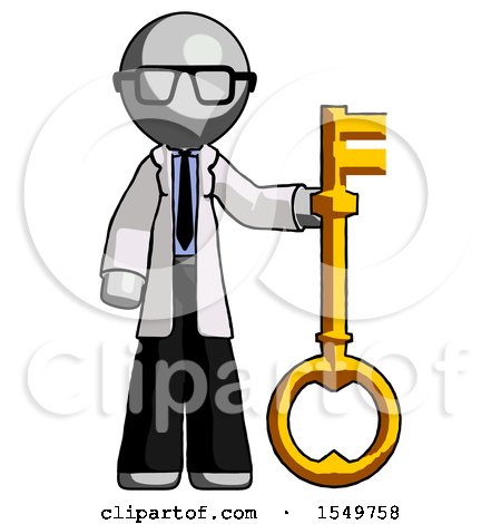 Gray Doctor Scientist Man Holding Key Made of Gold by Leo Blanchette