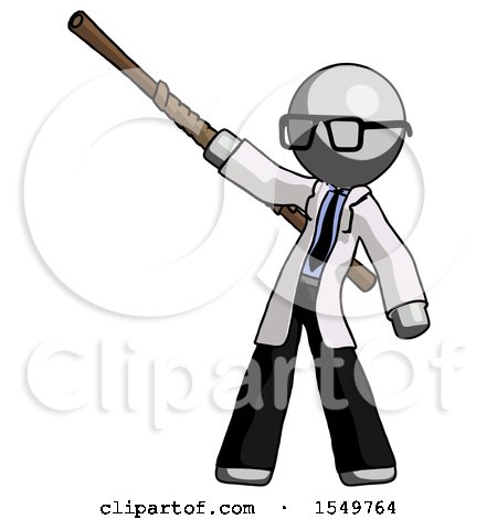 Gray Doctor Scientist Man Bo Staff Pointing up Pose by Leo Blanchette