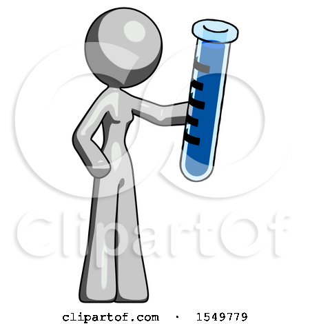 Gray Design Mascot Woman Holding Large Test Tube by Leo Blanchette