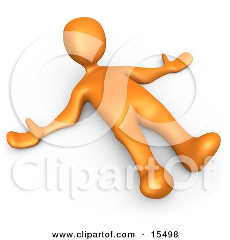 Orange Person Lying On The Ground While Opposing Something Clipart Illustration Image by 3poD