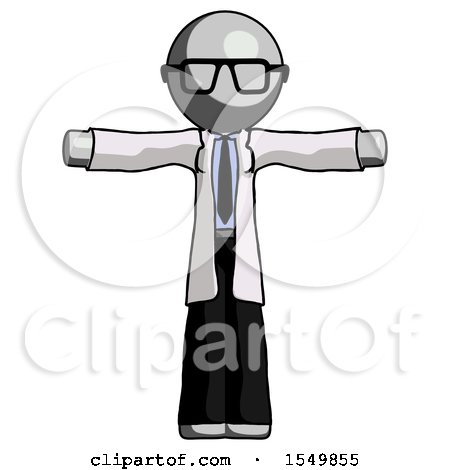 Gray Doctor Scientist Man T-Pose Arms up Standing by Leo Blanchette