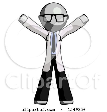 Gray Doctor Scientist Man Surprise Pose, Arms and Legs out by Leo Blanchette