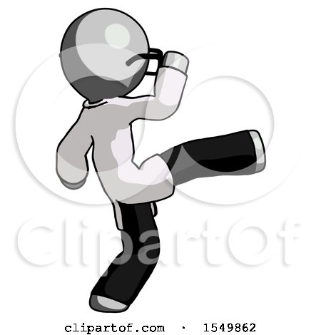 Gray Doctor Scientist Man Kick Pose by Leo Blanchette