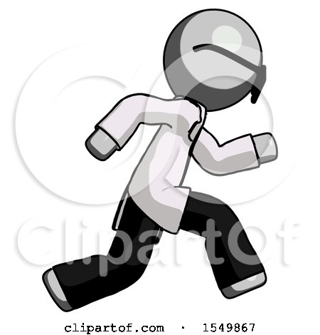 Gray Doctor Scientist Man Running Fast Right by Leo Blanchette
