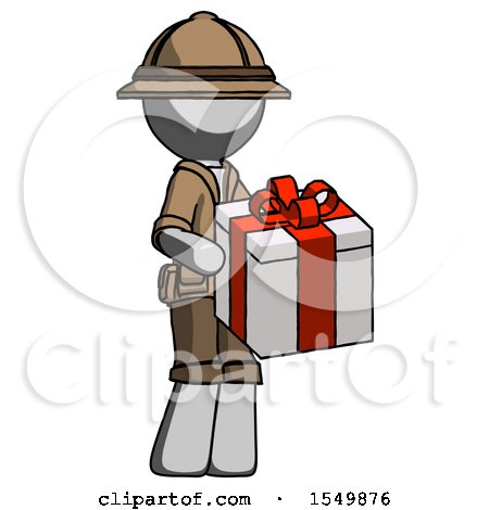 Gray Explorer Ranger Man Giving a Present by Leo Blanchette