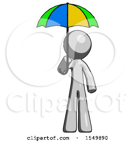 Gray Design Mascot Man Holding Umbrella Rainbow Colored by Leo Blanchette