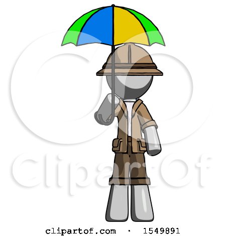 Gray Explorer Ranger Man Holding Umbrella Rainbow Colored by Leo Blanchette