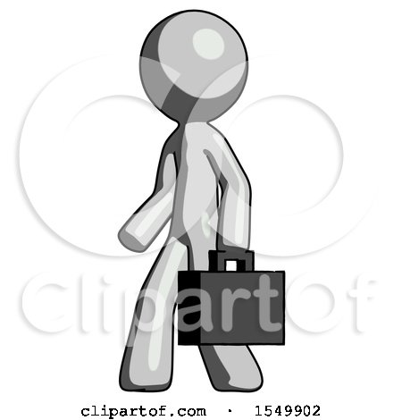 Gray Design Mascot Man Walking with Briefcase to the Left by Leo Blanchette