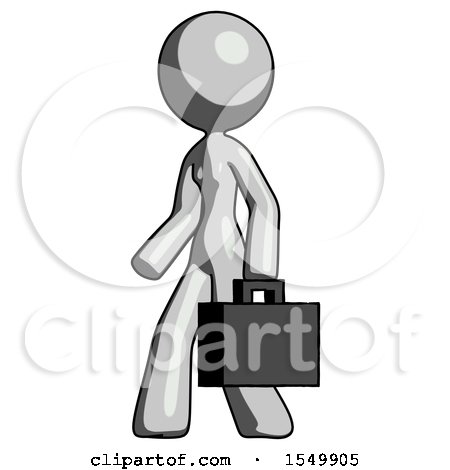 Gray Design Mascot Woman Man Walking with Briefcase to the Left by Leo Blanchette