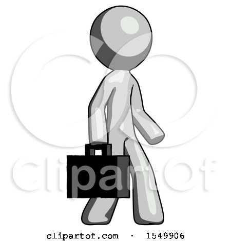 Gray Design Mascot Man Walking with Briefcase to the Right by Leo Blanchette