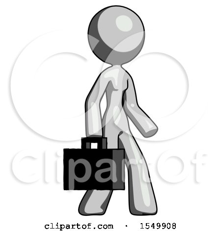 Gray Design Mascot Woman Walking with Briefcase to the Right by Leo Blanchette