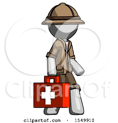 Gray Explorer Ranger Man Walking with Medical Aid Briefcase to Right by Leo Blanchette