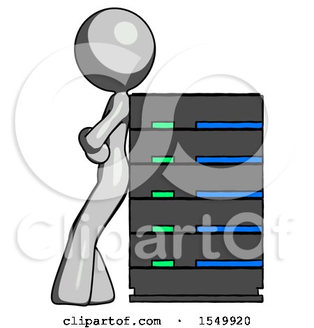 Gray Design Mascot Woman Resting Against Server Rack by Leo Blanchette